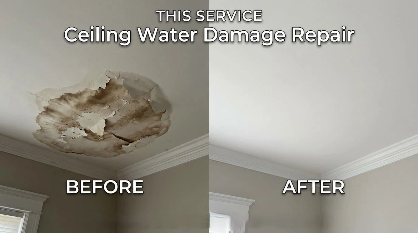 Ceiling Water Damage Repair Before After Longmont CO