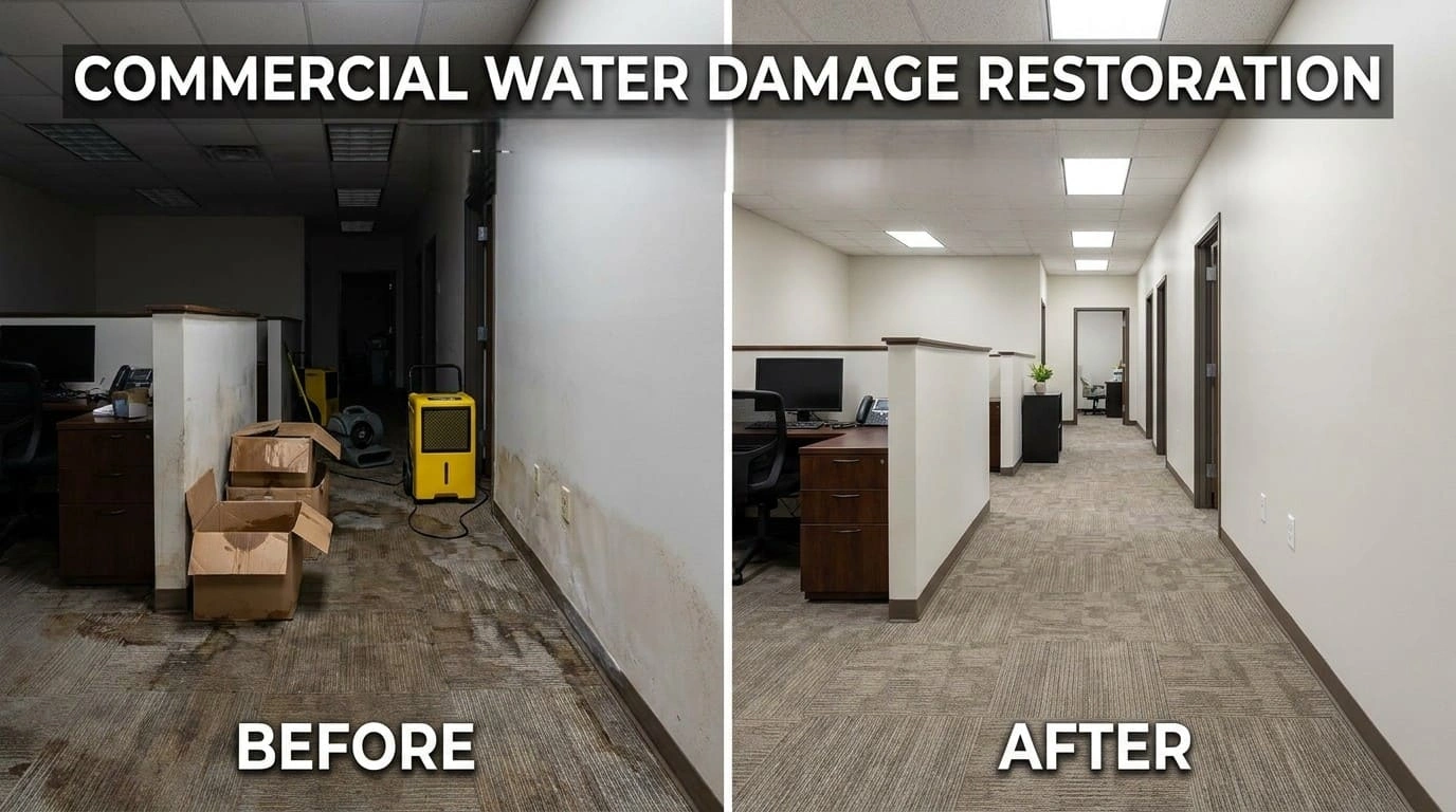 Commercial Water Damage Restoration Before After Mont Long Restoration Longmont CO