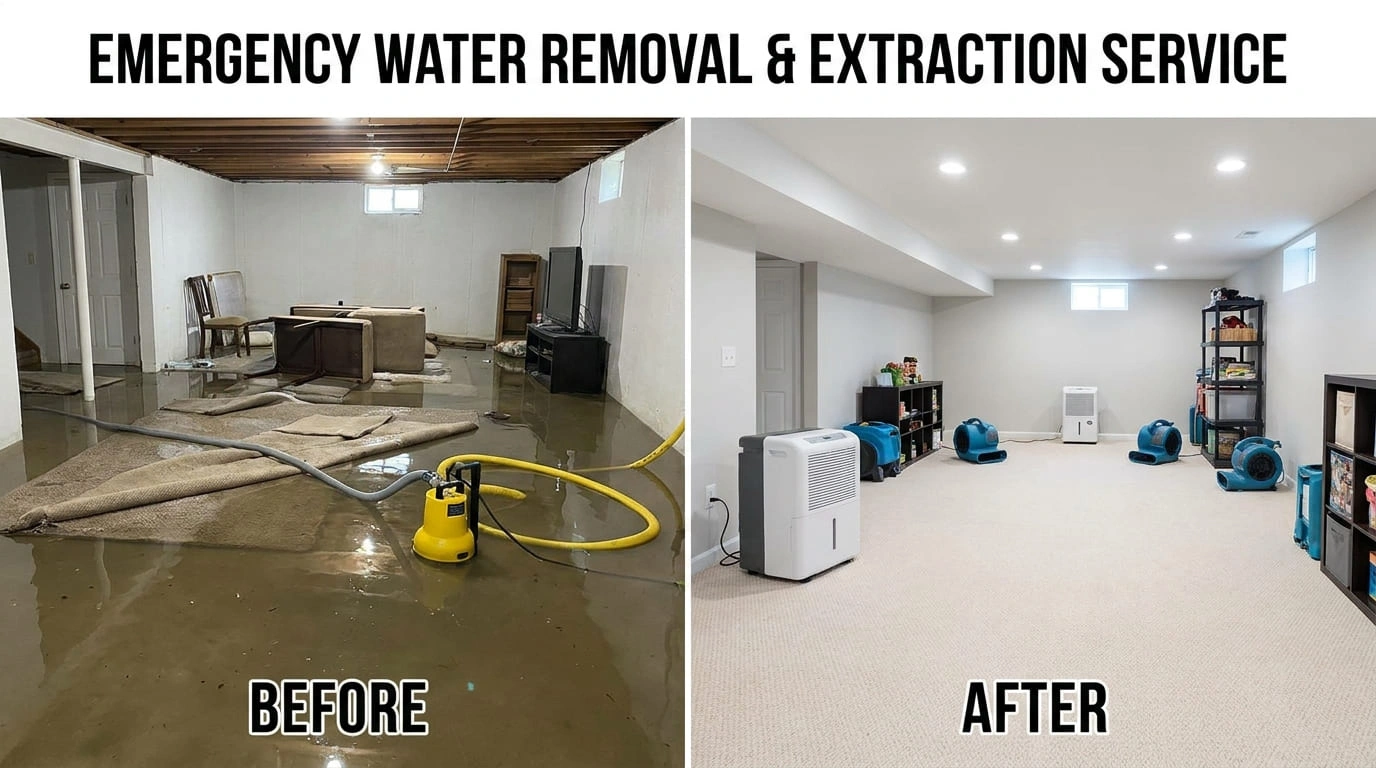 Emergency Water Removal Extraction Before After Longmont CO