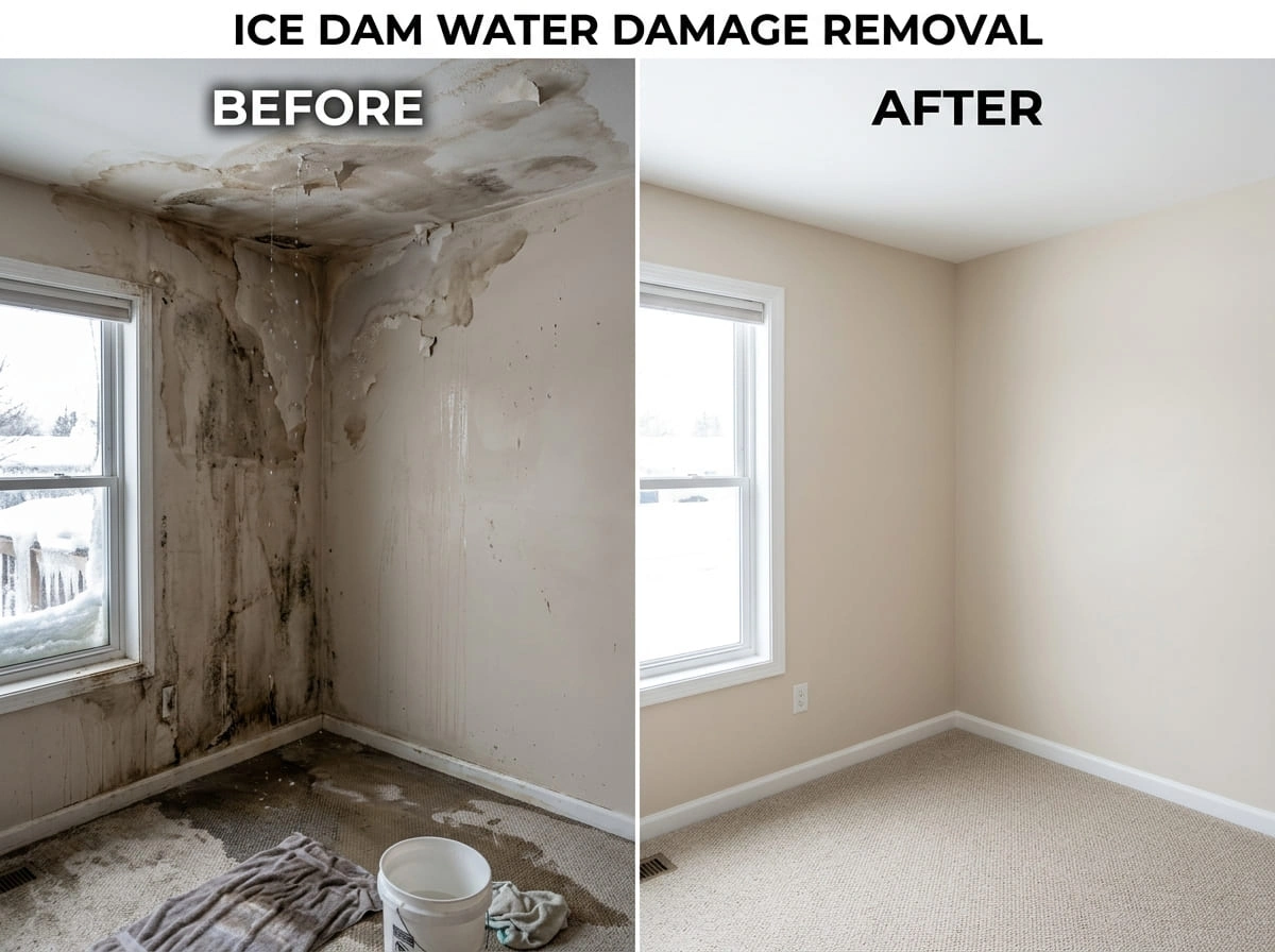 Ice Dam Water Damage Removal Before After Longmont CO