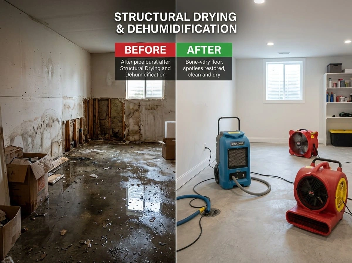 Structural Drying Dehumidification Before After Mont Long Restoration Longmont CO