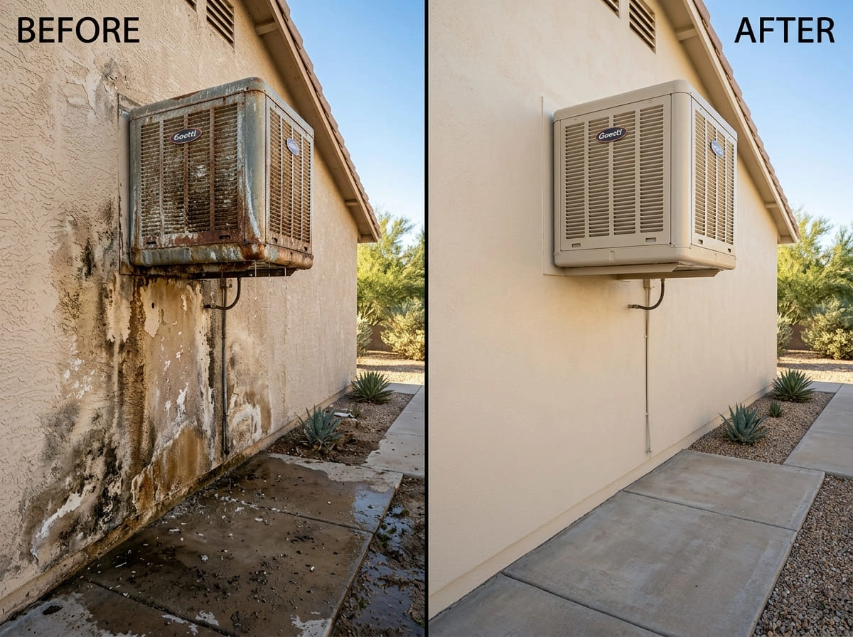Swamp Cooler Leak Water Damage Before After Longmont CO